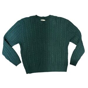 Hollister Mens Cable Knit Sweater Forest Green Crew Neck Pullover M 350S2817
